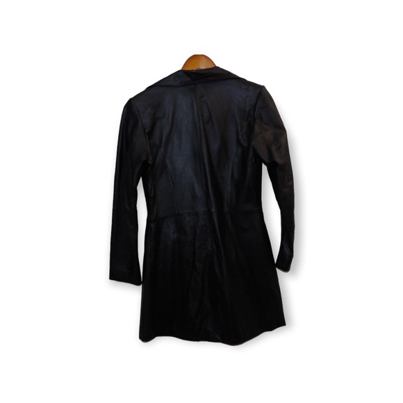 🟢🧥USA Leather Size S Black Long Coat🟢🧥 - Picture 2 of 6